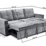 Grey velvet Corner Sofa Bed with Storage 215cm Image 5