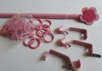 Curtain Metal Pink Pole Set Including 22 Plastic Rings-2