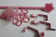 Curtain Metal Pink Pole Set Including 22 Plastic Rings-2
