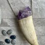Ancient Antique Whale Tooth and Amethyst on Sterling Silver Chain Image 3