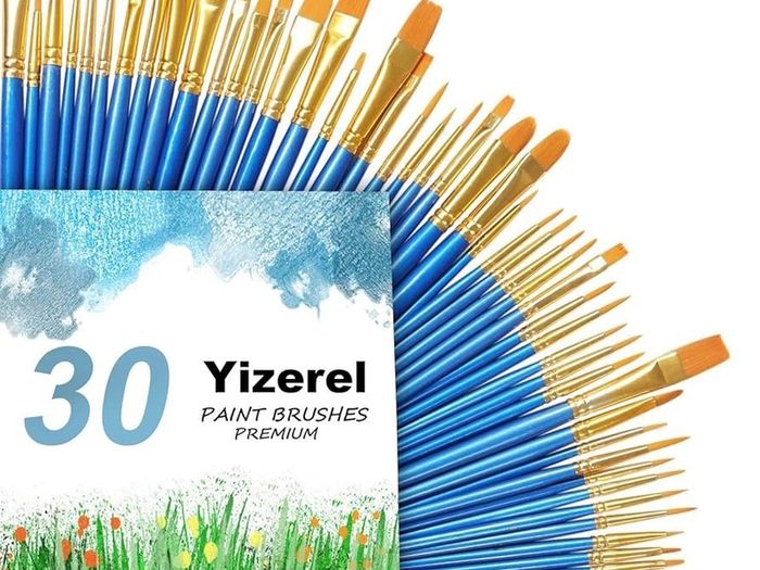 3 Pack Paint Brush Set, 30 pcs Nylon Hair Brushes for Acrylic Oil Watercolor Painting Artist Professional Painting Kits