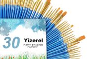 3 Pack Paint Brush Set, 30 pcs Nylon Hair Brushes for Acrylic Oil Watercolor Painting Artist Professional Painting Kits