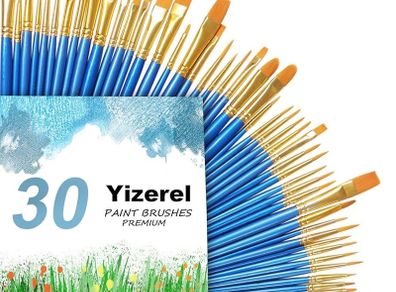 3 Pack Paint Brush Set, 30 pcs Nylon Hair Brushes for Acrylic Oil Watercolor Painting Artist Professional Painting Kits