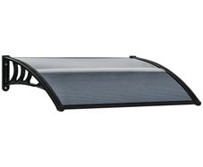Door Canopy Awning Outdoor Window Rain Shelter Cover for Front/Back Door Porch Black 100 x 75cm
