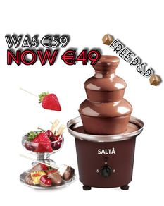 NEW SALE | Large Size Stainless Steel Chocolate Fountain Fondue Set Electric 3-Tier Machine with Hot Melting Pot Base