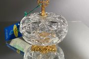 Vintage Killarney Crystal Glass Trinket Dish 24% Lead Crystal 24 Ct Gold Finishing