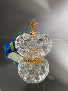 Vintage Killarney Crystal Glass Trinket Dish 24% Lead Crystal 24 Ct Gold Finishing