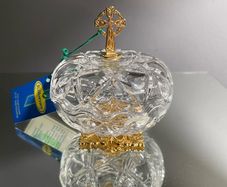 Vintage Killarney Crystal Glass Trinket Dish 24% Lead Crystal 24 Ct Gold Finishing