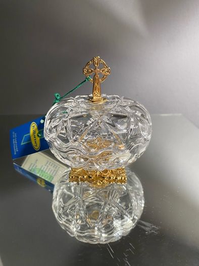 Vintage Killarney Crystal Glass Trinket Dish 24% Lead Crystal 24 Ct Gold Finishing