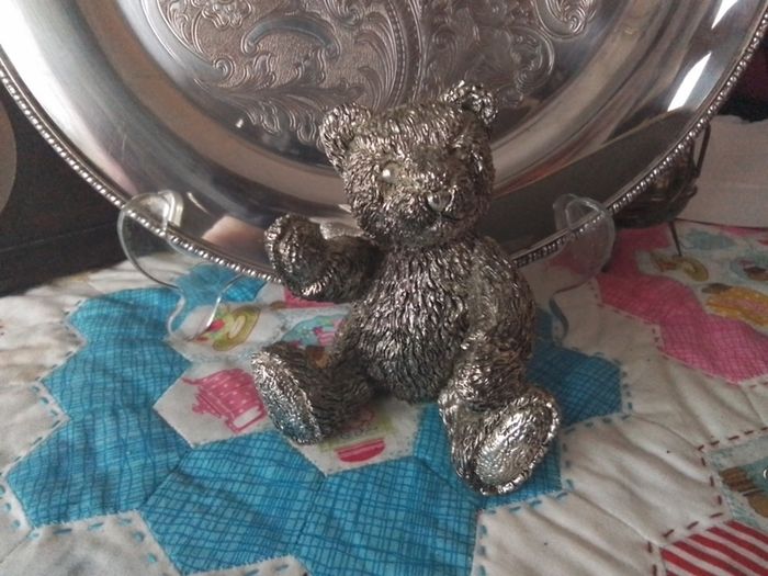 Silver Teddy Bear Ornament