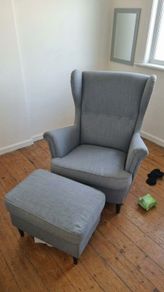 ikea strandmon armchair and footstool