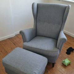 ikea strandmon armchair and footstool