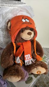 Orange M&M soft bear
