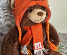 Orange M&M soft bear