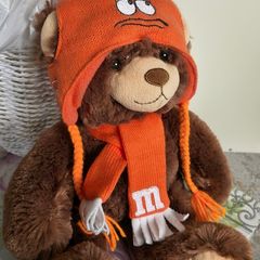 Orange M&M soft bear