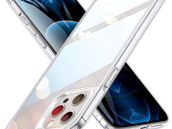 lass Case Compatible with iPhone 12 Pro Max Scratch-Resistant Tempered Glass Shock-Absorbing Flexible Frame Clear