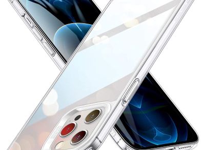 lass Case Compatible with iPhone 12 Pro Max Scratch-Resistant Tempered Glass Shock-Absorbing Flexible Frame Clear