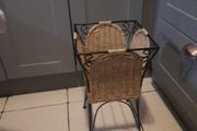 large wicker and metal plant holder