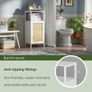 Floor Standing, Small Bathroom Cabinet Floor Standing with Rattan Doors, 4 Tier Narrow Side Storage Cabinet, Space Saving Cupboard for Laundry, Kitchen, Living Room (White) Image 5