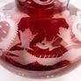 Bohemian Ruby Red Cut-to-Clear Glass Decanter. Etched Stag, Bird & Ferns. 36.5cm (14.4 inches). Ball Stopper Image 5