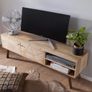 145cm Solid Wood Lowboard TV Stand  Handmade Entertainment Cabinet with Storage Image 4