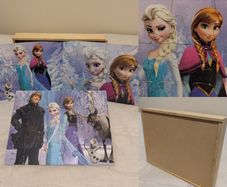 Disney Frozen Wooden Puzzles x 3 in Wood Storage Tray