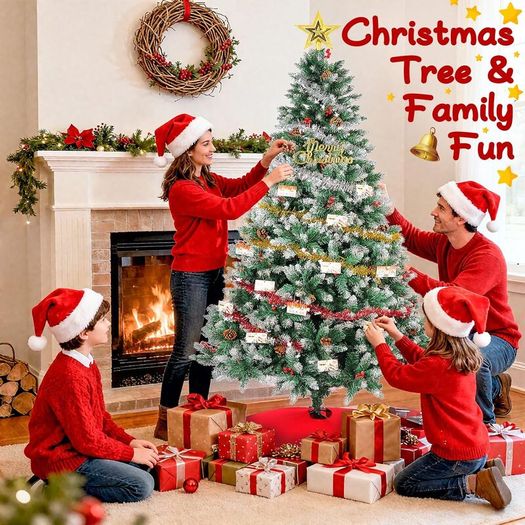 Artificial Christmas Tree, 6FT Holiday Xmas Tree 1400 Branch Tips,