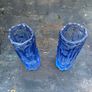 Vintage mid-century Geoffrey Baxter For Whitefriars 'bark' Vases  Geoffrey Baxter For Whitefriars 'bark' Vases, In Kingfisher Blue, X2 Image 2