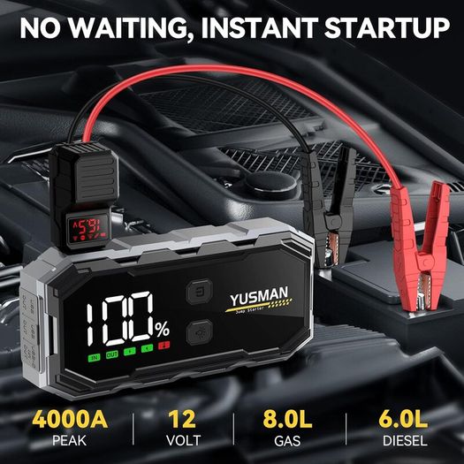 F02 Car Jump Starter, 4000A 12V Jump Starter Battery Pack (8.0 Gas/6.0L Diesel), QC 3.0