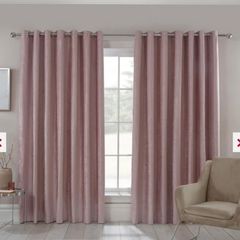 Rose pink blackout thermal curtains.