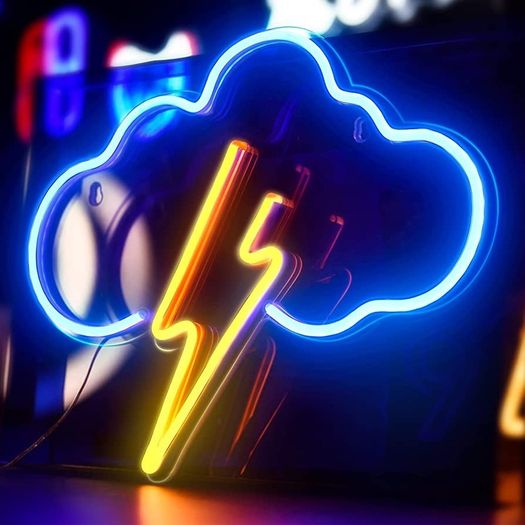 Neon Sign, Acrylic Cloud Lightning Led Neon Light Wall Light Led Wall Decor, Battery or USB Powered Light Up Acrylic Neon Sign for Bedroom, Kids Room, Bar, Party, Christmas
