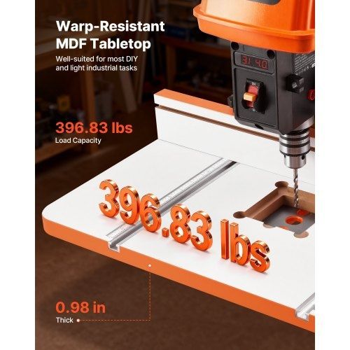 Drill Press Table, 605 x 300 mm, Worktable with an Adjustable Fence and Stop Block, Highly Compatible T-Slots, MDF Tabletop, Built-In Scale, Support Multiple Clamps and Vises, for Drill Presses