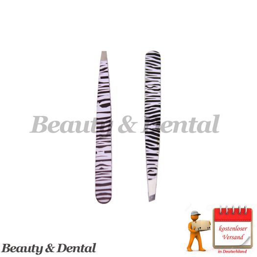 2x Zebra Design Professional Stainless Steel Tweezers Eyebrow Tweezers Eyebrow Clip