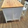 White kitchen island unit with 2 white high chair Image 3