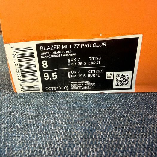 Nike Blazer Mid '77 Pro Club - White/Habanero Red (Used)