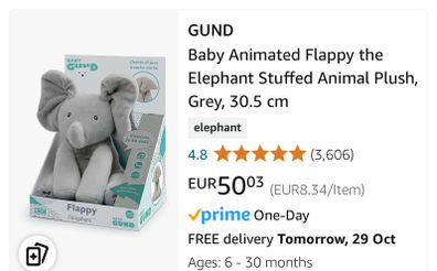 Baby gift - GUND Plush Stuffed Flappy Elephant Sings Plays Interactive Toy