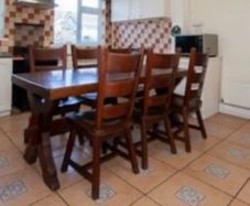 Red Oak table + 6 chairs