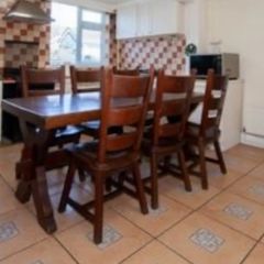 Red Oak table + 6 chairs