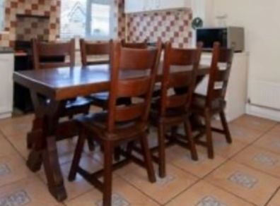 Red Oak table + 6 chairs