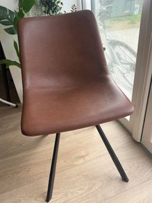 Set of 4 Brown Leather-Look Dining Chairs