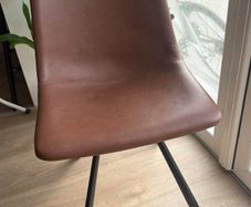 Set of 4 Brown Leather-Look Dining Chairs