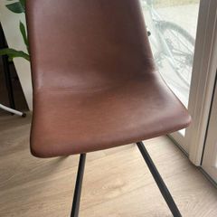 Set of 4 Brown Leather-Look Dining Chairs