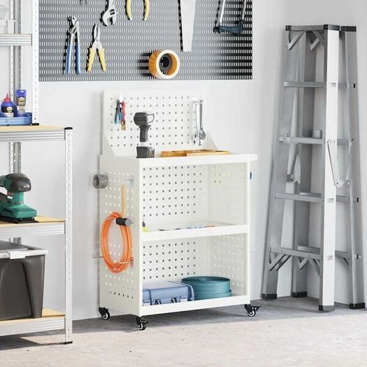 Tool Trolley White 65 x 35 x 111 cm Cold-rolled Steel