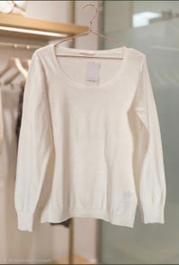 Camaieu Light Jumper Scoop Neck in cream s. XL