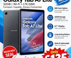 Samsung Galaxy Tab A7 Lite 32GB WiFi + LTE/5G | microSD Support | Brand New Sealed | 1-Year Samsung Warranty