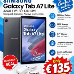 Samsung Galaxy Tab A7 Lite 32GB WiFi + LTE/5G | microSD Support | Brand New Sealed | 1-Year Samsung Warranty