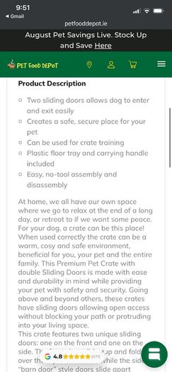 Extra Large Premium Sliding Dog Door Dog  Crate