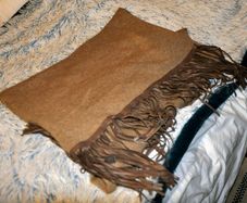 Zoe Couture Scarf/wrap, Taupe, 60% Cashmere, 40% Wool, 8' X 2', Leather Fringe
