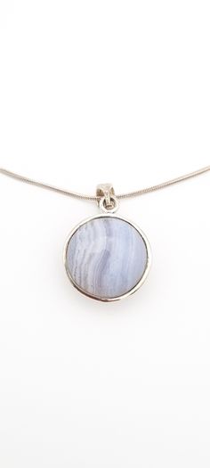 925 Vintage Sterling Silver Necklace, Montrose Blue Agate And Marcasite Reversible Pendant