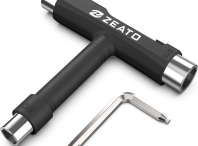 All-In-One Skate Tools Multi-function Portable Skateboard T Tool Accessory with T-type Allen Key and L-type Phillips Head Wrench Screwdriver